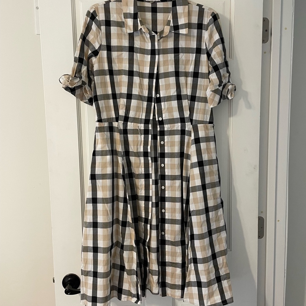 Calvin Klein Black and White Checkered Shirt